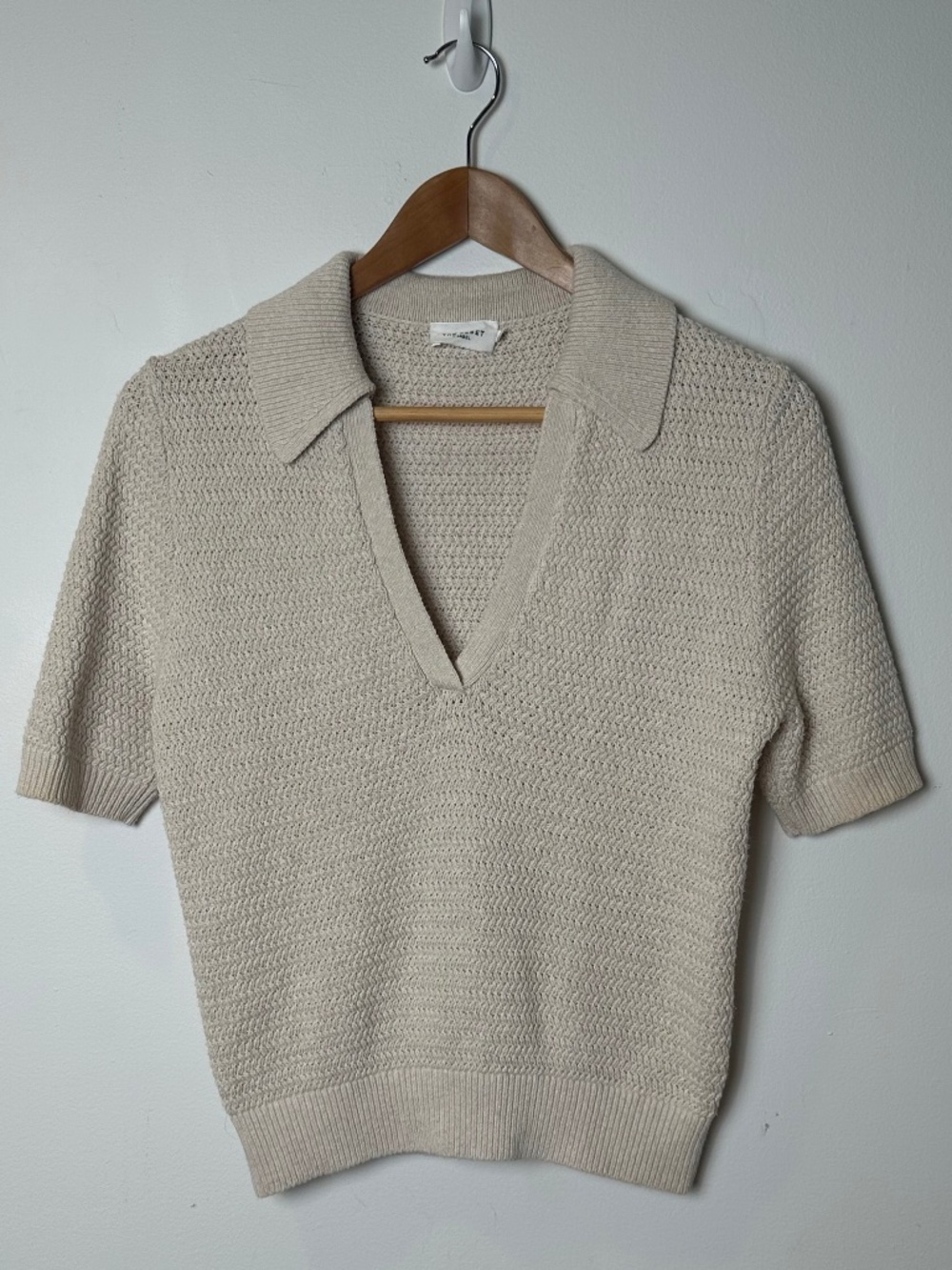 The Reset R Label Eco Polo Cream Cotton Linen Knit Sweater